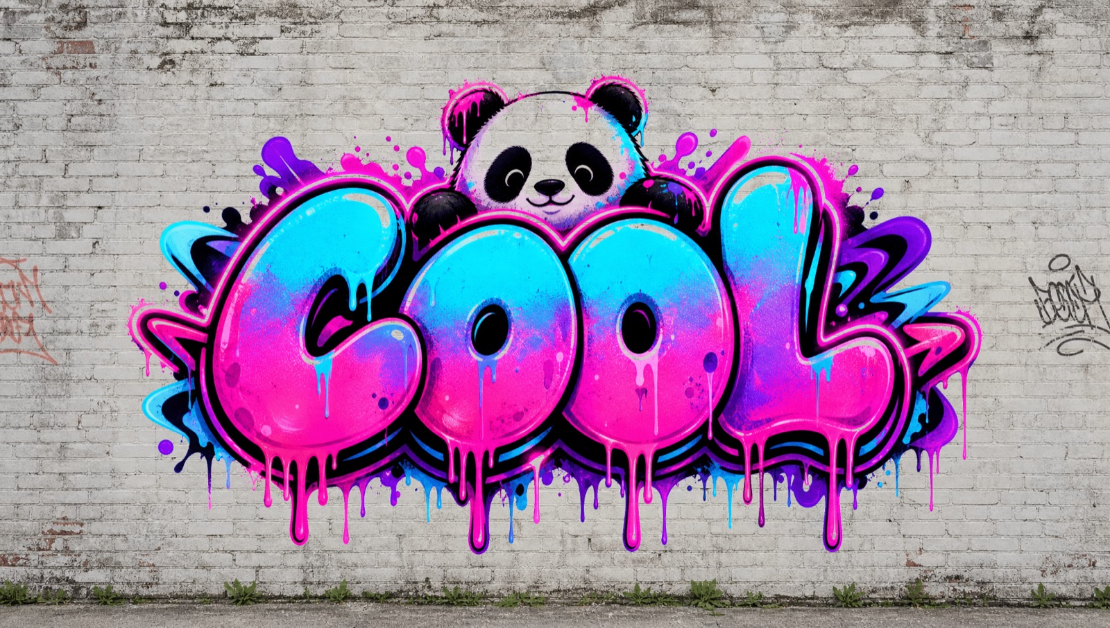 "COOL" Panda — Bubble Letters AI graffiti example